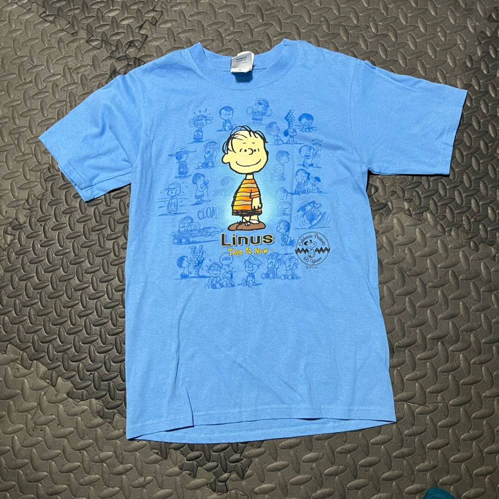 Blue Short Sleeve Tee with Cartoon Graphic